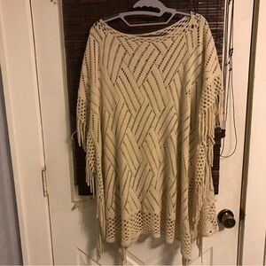 Cream Knit Women's Sweater Poncho